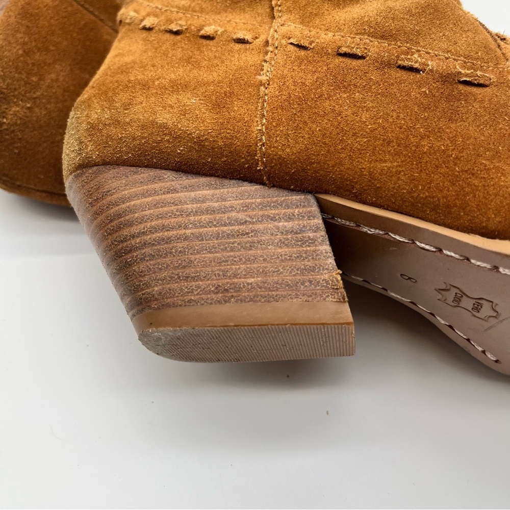 Michael Kors Brown Suede Cowboy Pull On Mid-Calf Pointed Raped Heal Boots 8M - Picture 14 of 14